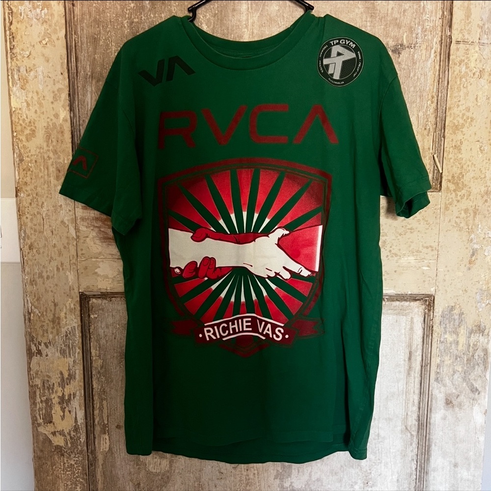 RVCA RETRO T-SHIRT XL RARE L Richie Vas Green, graphic, MMA T-shirt